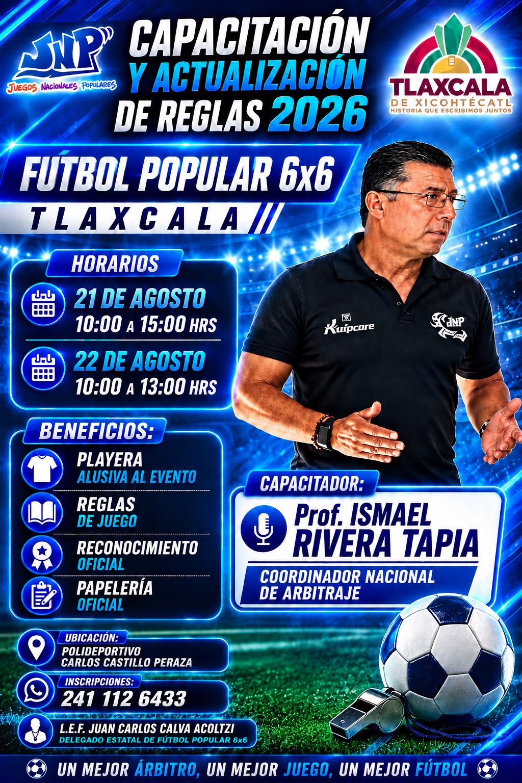 Ayuntamiento de Tlaxcala invita a curso para fortalecer la preparación arbitral en futbol popular 6X6